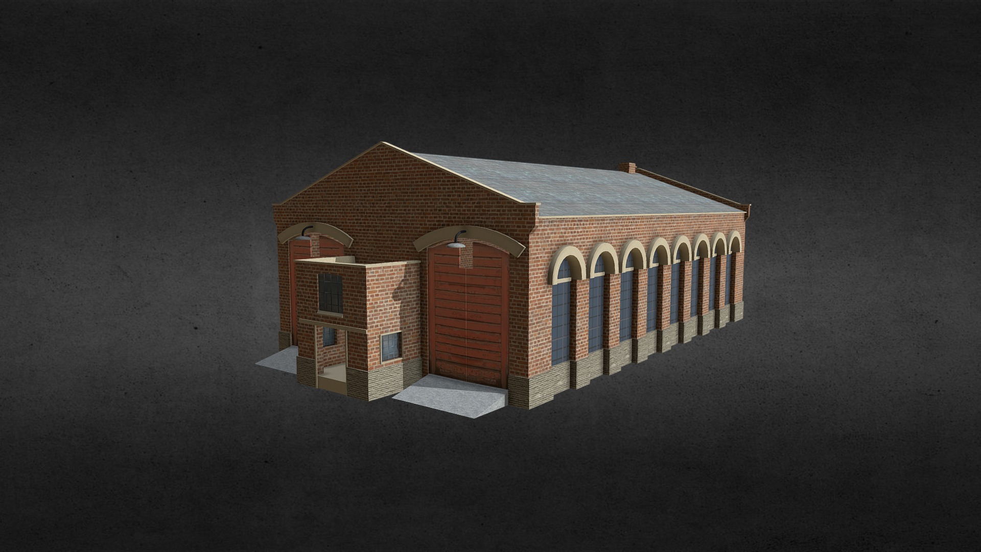 3D model Train Depot - This is a 3D model of the Train Depot. The 3D model is about a small brick building.