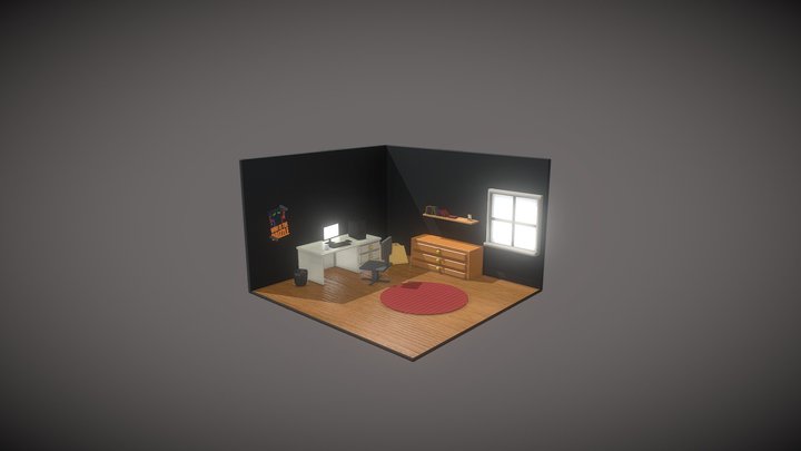 Messy Bedroom 3D Model