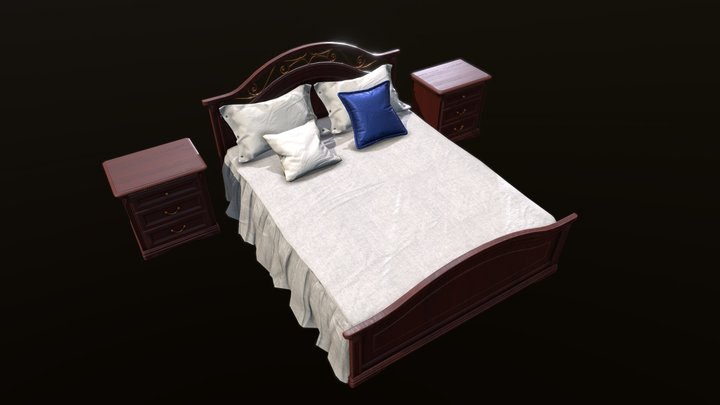 Bed with a stand 3D Model