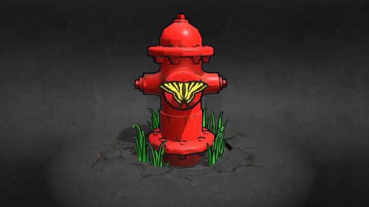Fire Hydrant & Butterfly 3D Model