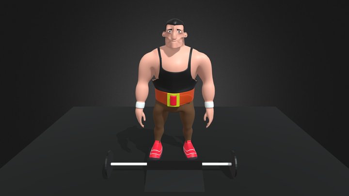 Stylized Body Builder Character lifting Wieghts 3D Model