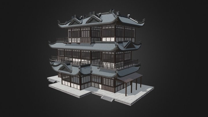 Procedural asian architecture test 14 – Modello 3D gratuito STL
