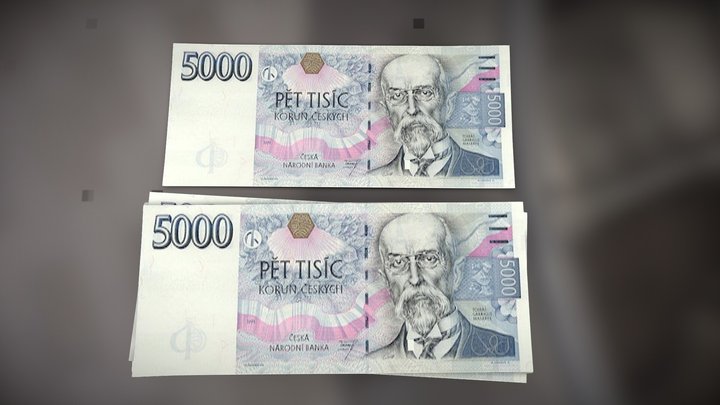 5000 Czech Crown Money Stack 3D Model