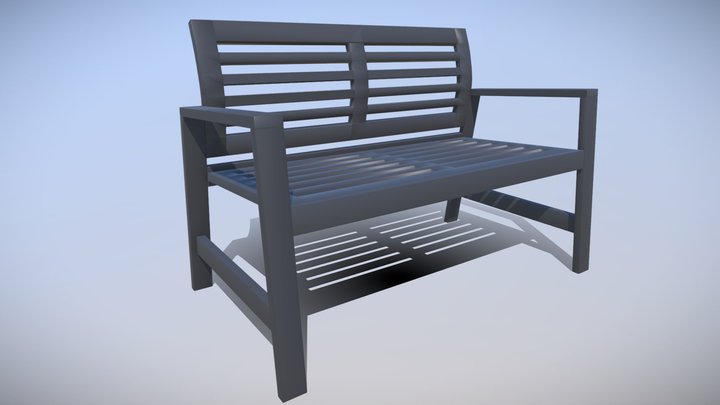 PVC Bench Outdoor Low Poly 3D Model