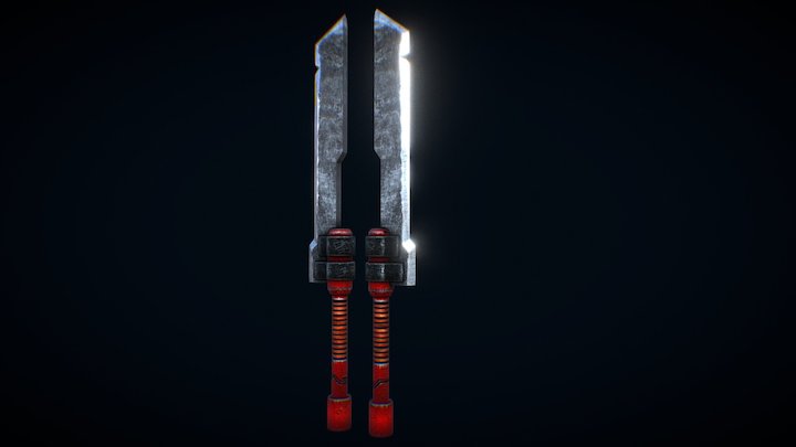 Dual Assasin Sword (low poly) 3D Model