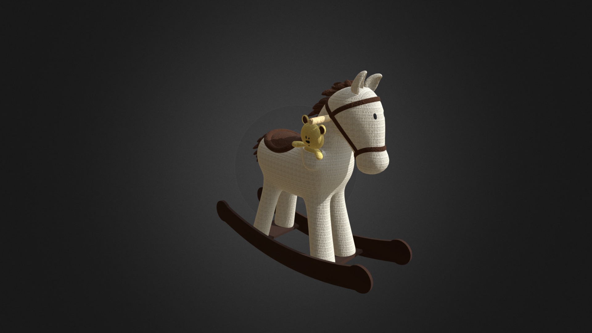 3D model Rocking Horse - This is a 3D model of the Rocking Horse. The 3D model is about a white robot with a black background.