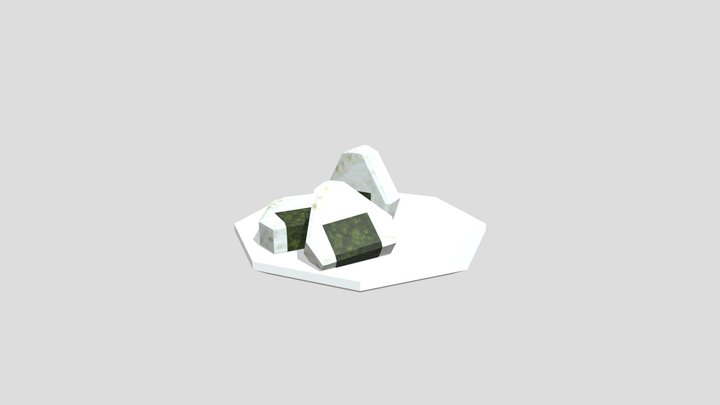 Onigiri Rice Balls psx ps1 lowpoly japanese food 3D Model