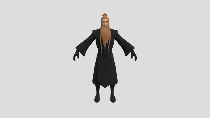 Bearded Mage Low Poly 3D Model