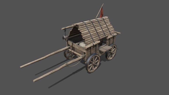 Medieval wooden cart 3D Model