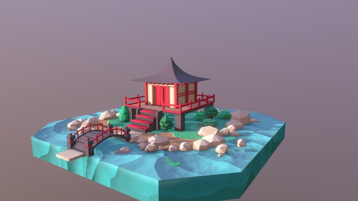 Japanese House Diorama 3D Model