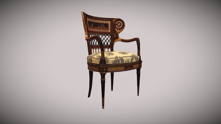 Silla madera tallada 3D Model