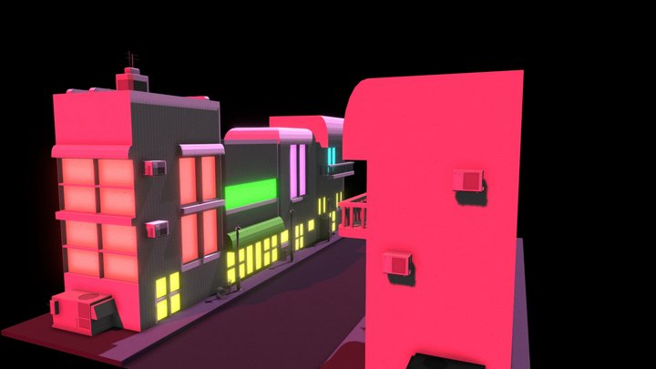 Lo-fi city street 3D Model