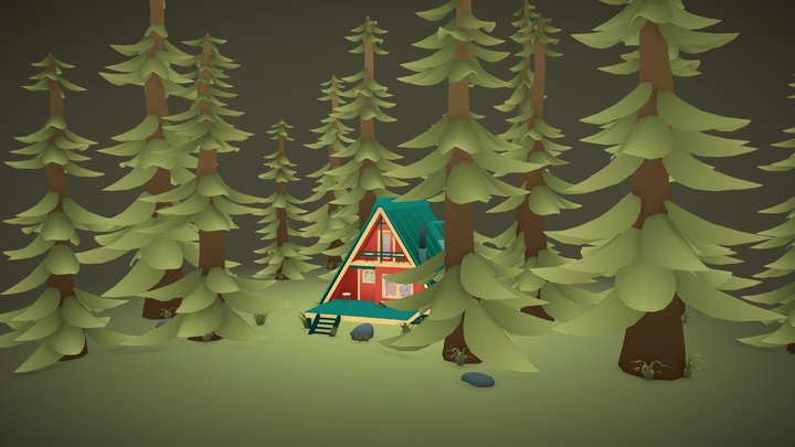 A-frame House in Olympic National Park 3D Model