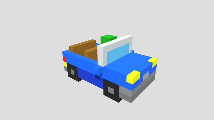 MagicaVoxel-Convertible with a man 3D Model