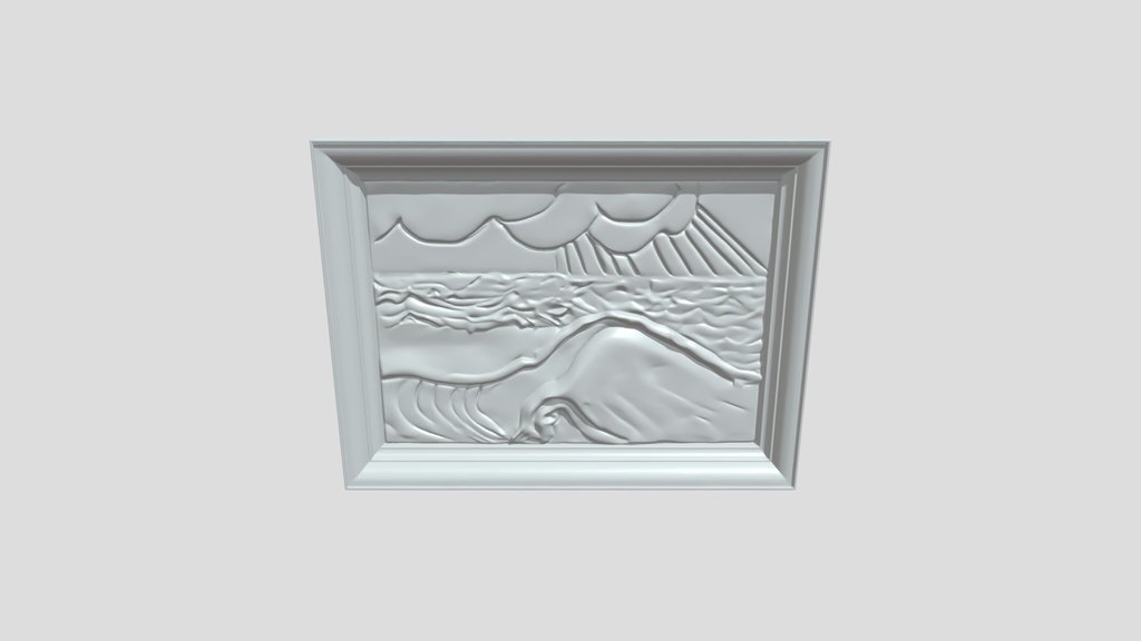 Framed embossed ocean wave relief