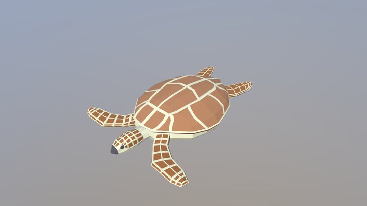 Low Poly Cartoon Loggerhead Sea Turtle 3D Model