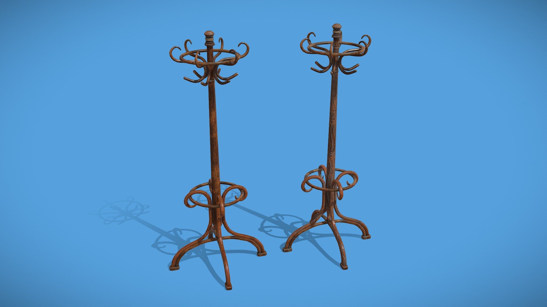 Early 1900s Wooden Coat Racks Type B - Download Free 3D model by