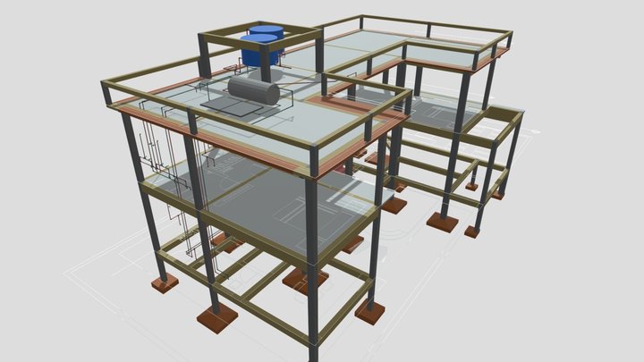 Projeto água fria e água quente 3D Model
