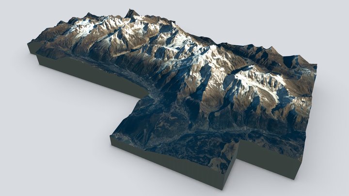 Mont Blanc massif photographed from ISS 3D Model