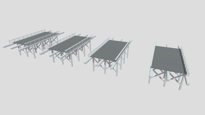 brige high poly, low poly, lod, destruction 3D Model