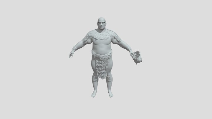 Merged Mayan Warrior with Helmet Off 3D Model