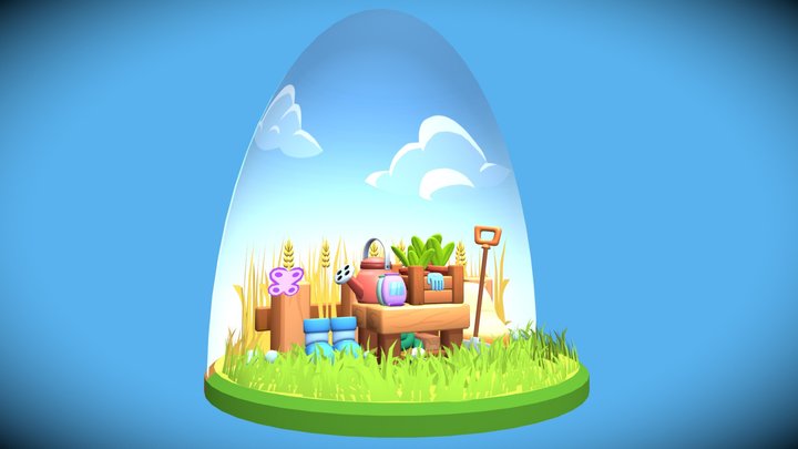 Low poly farm 3D Model