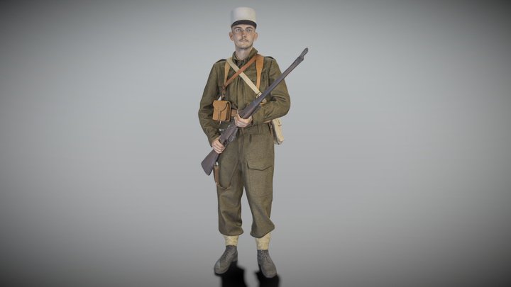 French infantryman with gun 268 3D Model