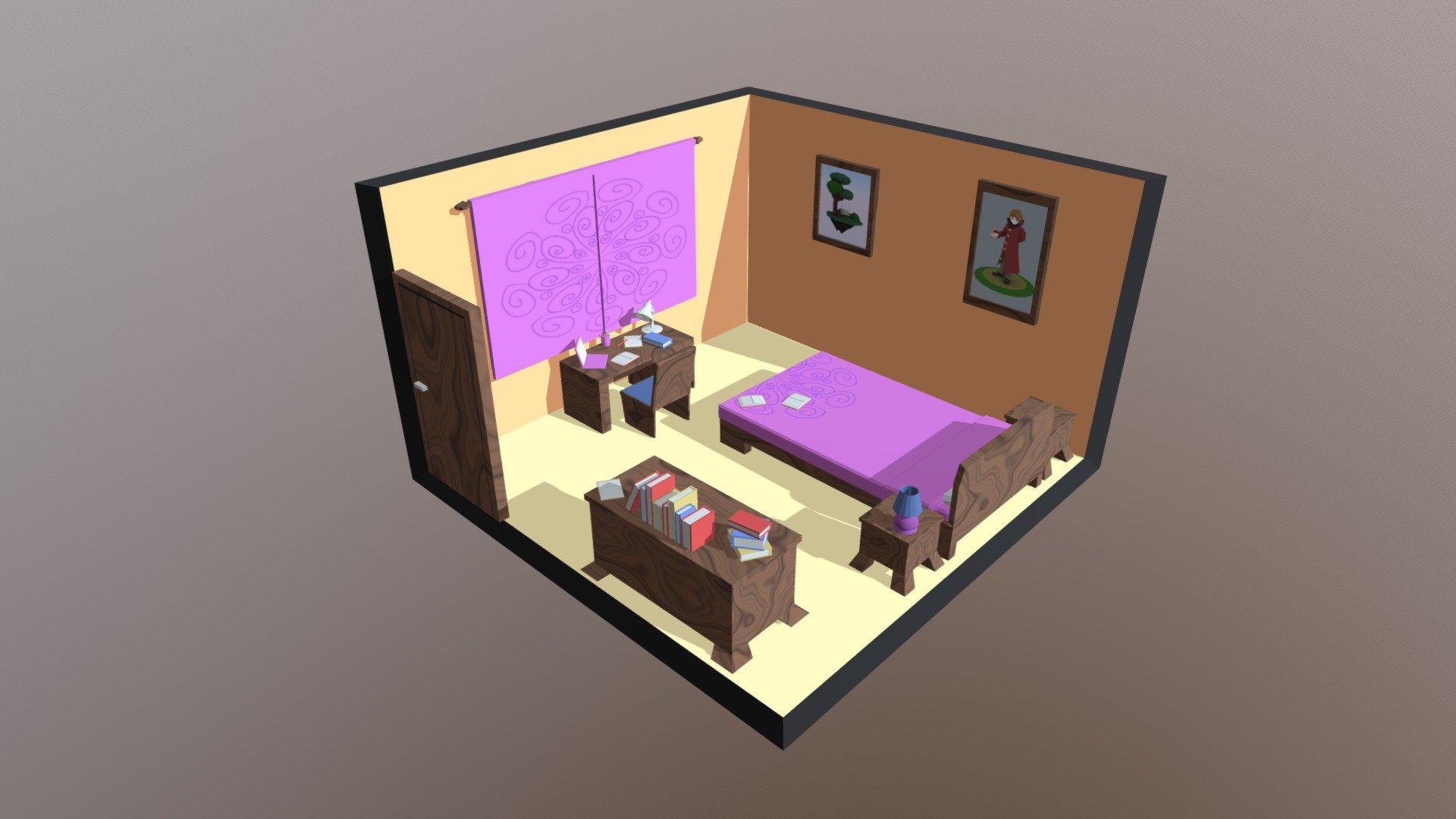 Low Poly Bedroom 3d Model By Stathampen [c6732d0] Sketchfab