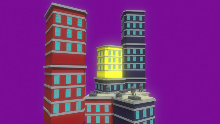 Buildings LowPoly 3D Model
