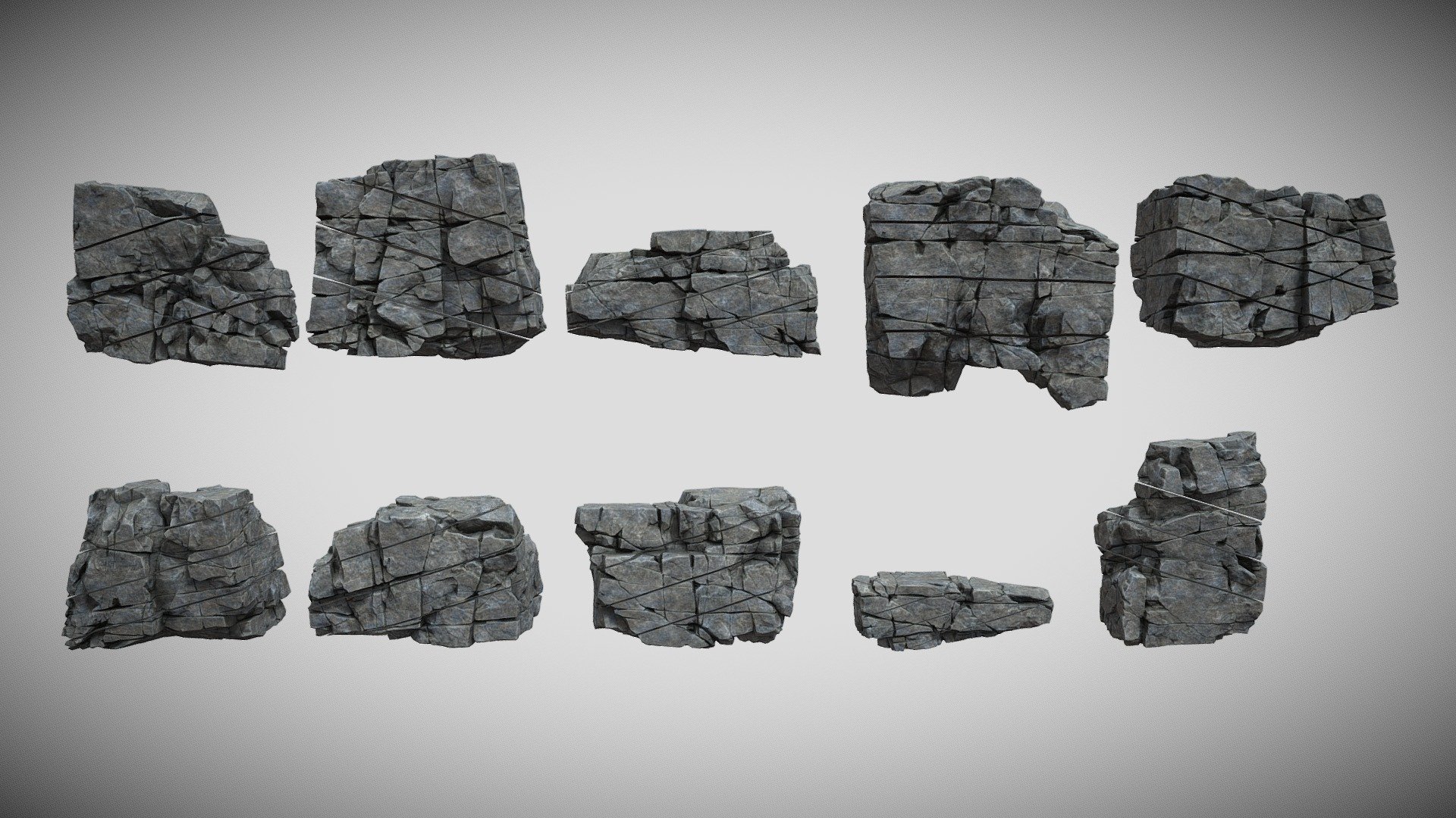 Low poly Gray Cracked Modular Rock 220106 - Buy Royalty Free 3D model ...