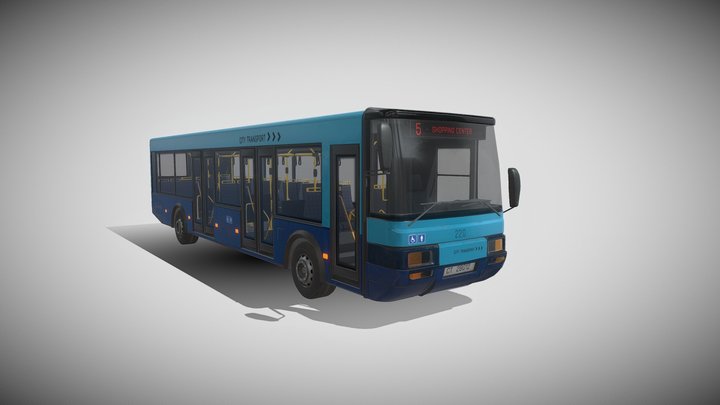 Blue City Bus Animated 3D Model