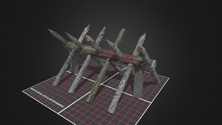 Wooden Barricade Blood 3D Model