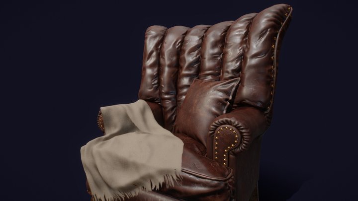 Game-Ready Leather Chair 3D Model