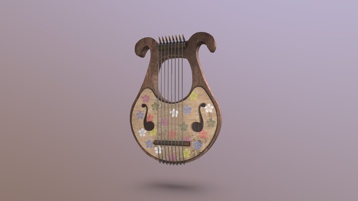 Dirty Vintage Harp 3D Model