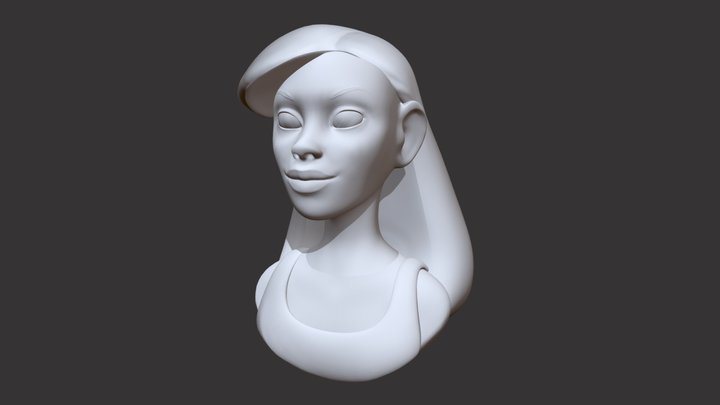 Stylized Female Bust 3D Model