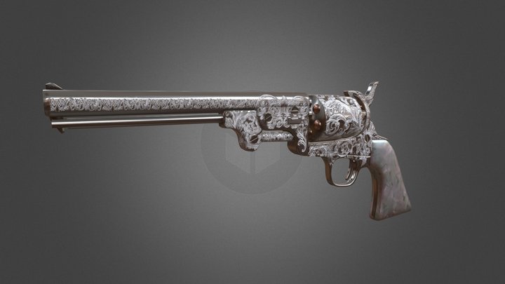 1851 Navy Revolver Engraved 3D Model