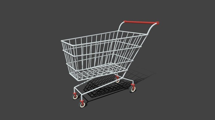 Low Poly Cartoon Super Market Cart 3D Model