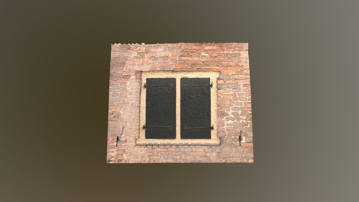 Simple Brick Wall with Window 3D Model
