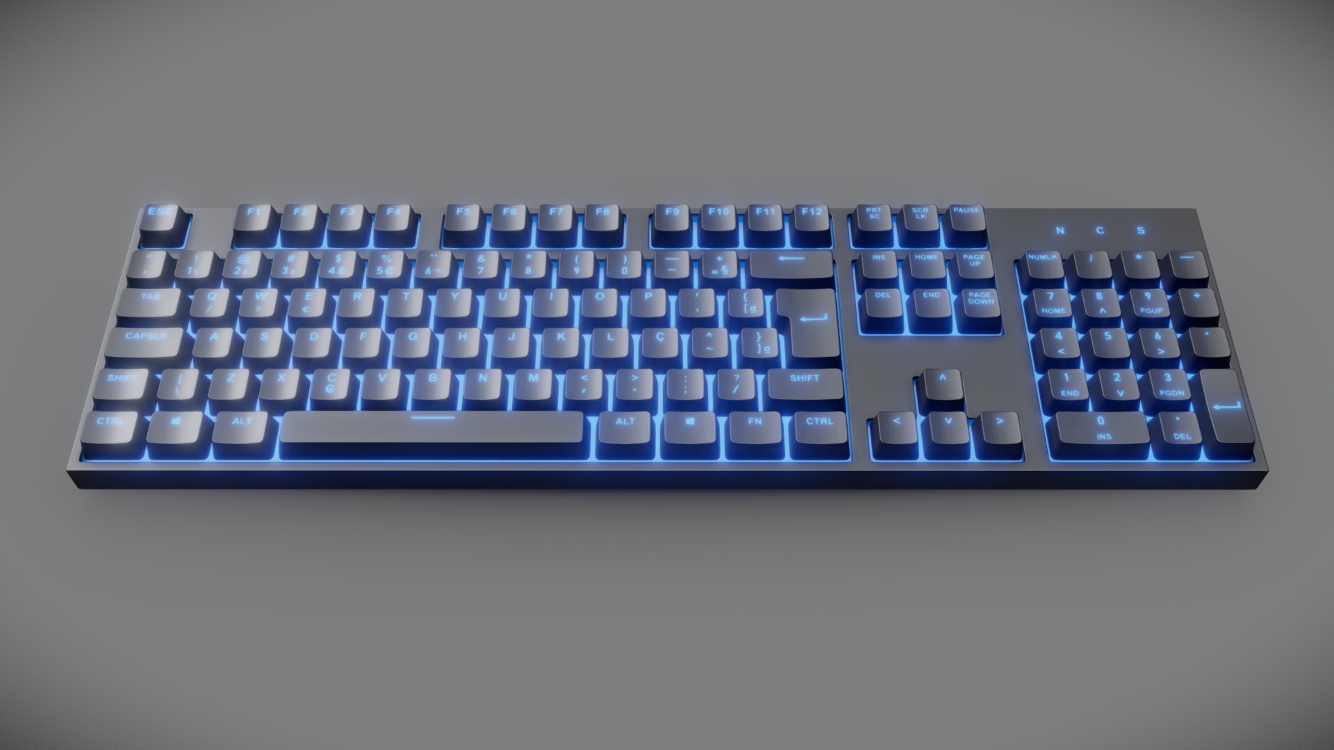 3D model Keyboard RGB - This is a 3D model of the Keyboard RGB. The 3D model is about a keyboard on a table.