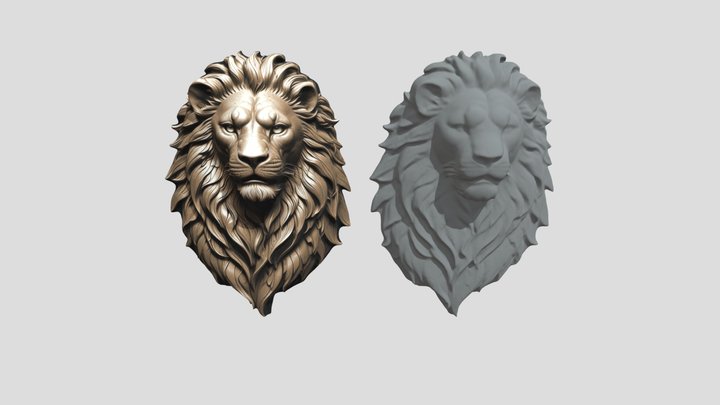 Statue Lion Face 006