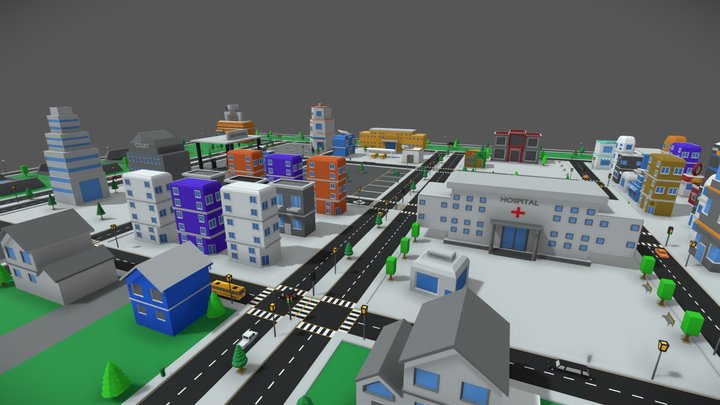 Low Poly City-Pack 3D Model