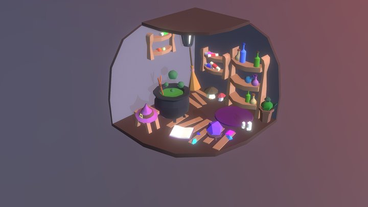 Low-Poly Halloween Scene 3D Model