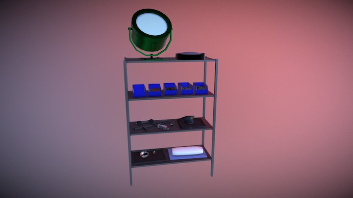 Shelf with Props 3D Model
