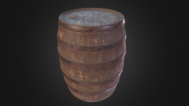 Wooden Barrel (Detailed) 3D Model