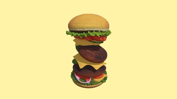 Flying Burger 3D Model
