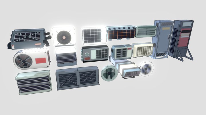 cartoon air conditioner collection 3D Model