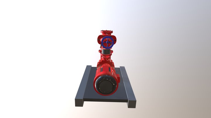 Red Sprinkler Pump 3D Model