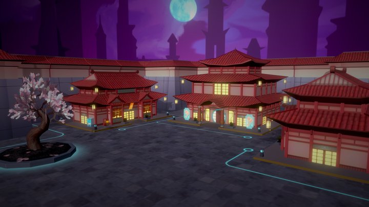 Japanese style street 3D Model