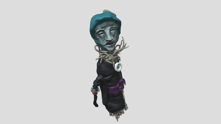 Voodoo Doll with Sad Blue Face – Kostenloses 3D-Modell STL