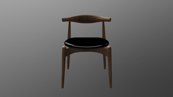Curved Beige And Black Chair 3D Model